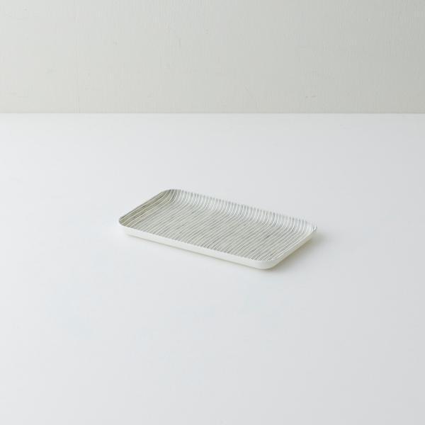 Linen Tray Small: Grey Stripe