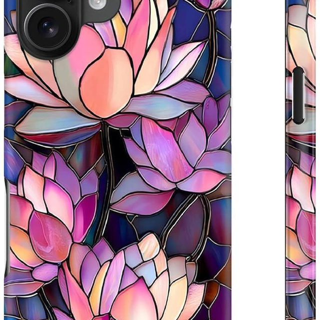 LUMARKE for iPhone 16 Case Cute - Wireless Charging Compatible - Dual-Layer Soft Silicone + Hard Shell - Trendy Floral Design - Glossy Phone Cover for Women - Blooming Lotus