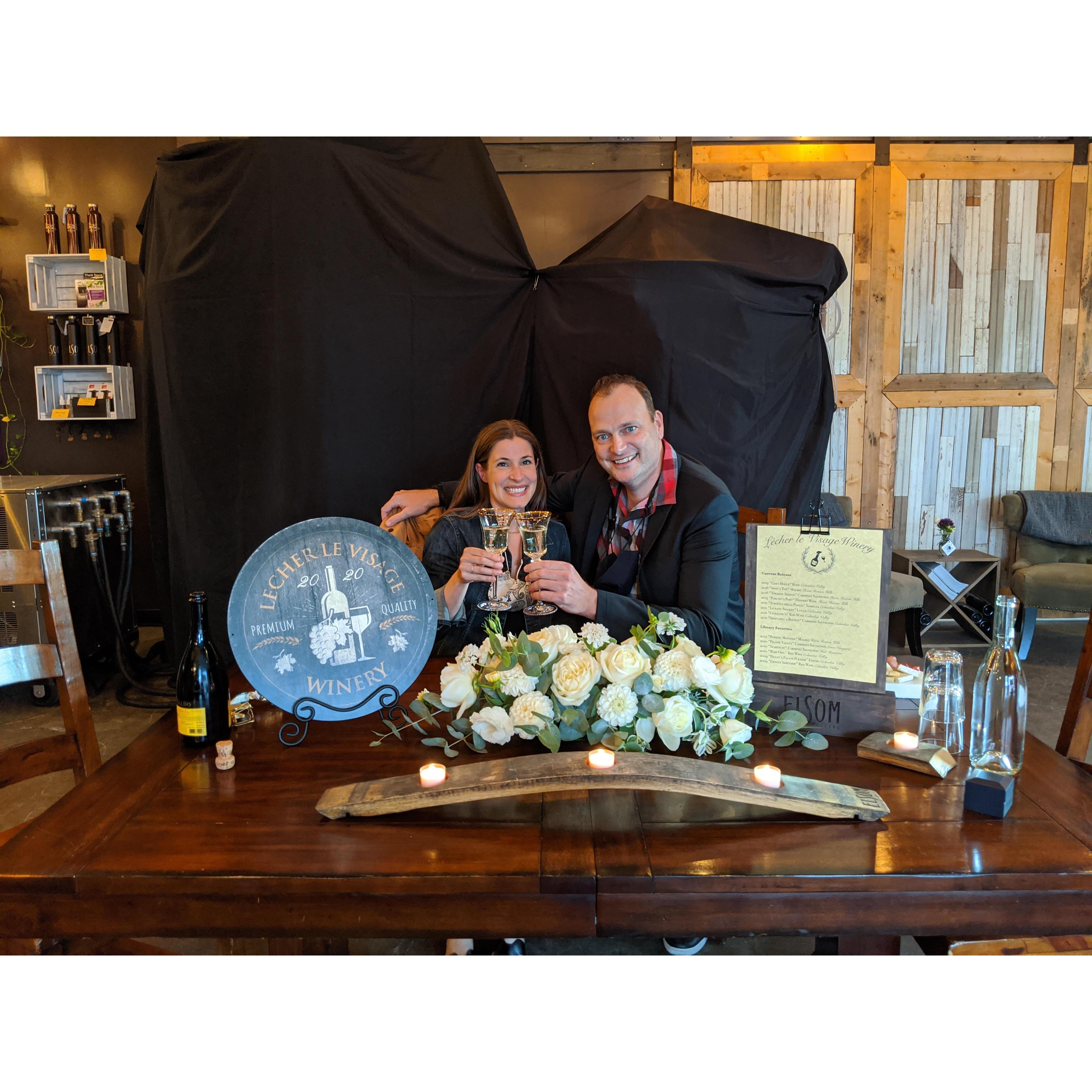 Wine tasting after the proposal