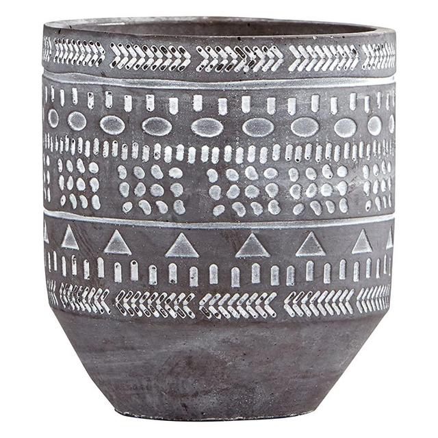 Amazon Brand – Rivet Modern Concrete Indoor Outdoor Planter Pot With Painted Accents - 5 Inch, Grey and White