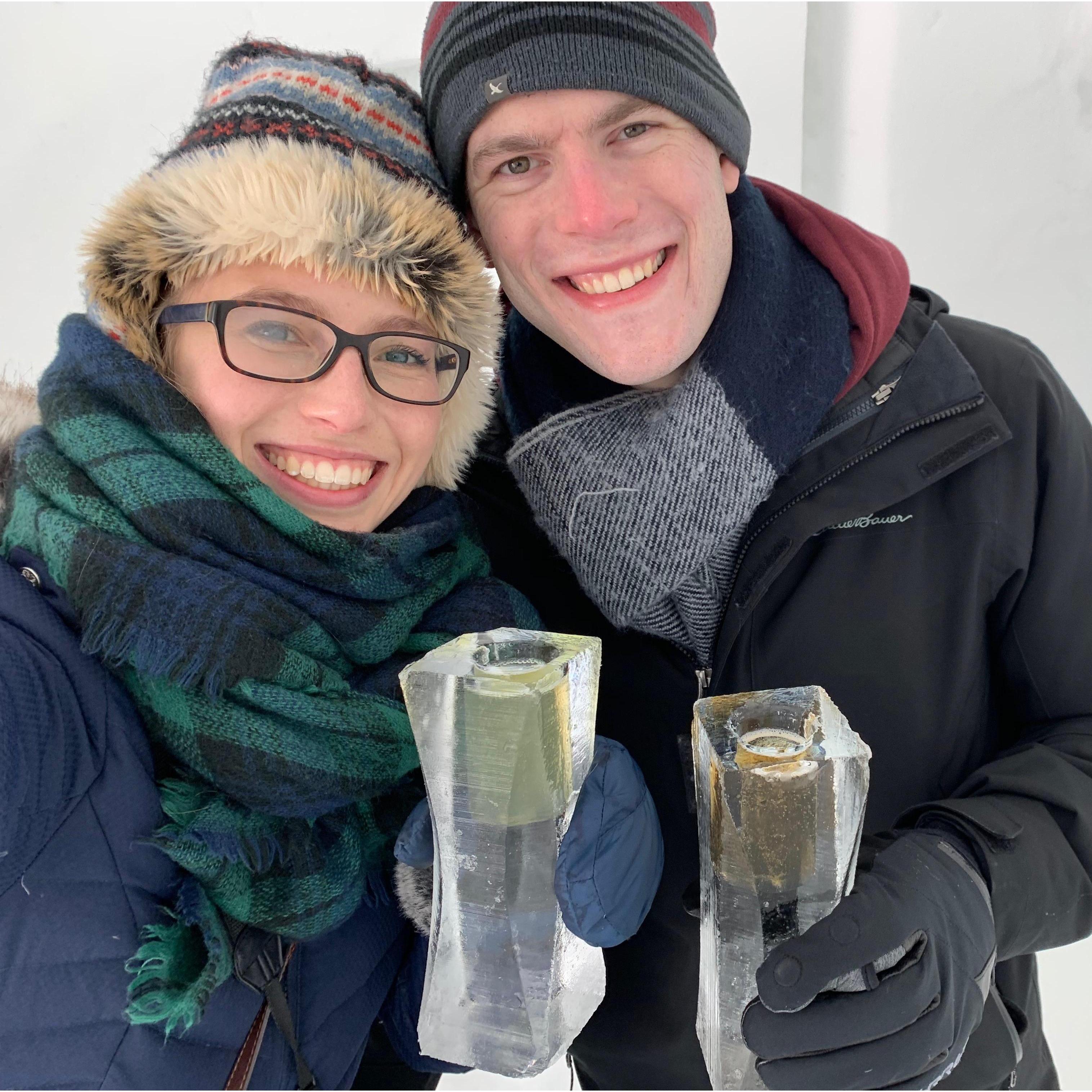 Cocktails at the Ice Hotel in Quebec City.