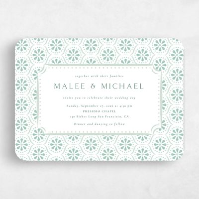 Green Rounded Wedding Invitation - Aeolus Landscape