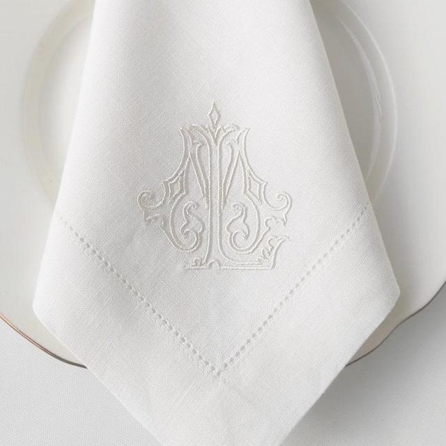 Double Lettered Monogrammed Linen Napkins, Antique Chic Monogrammed Linen Napkins, Antique Chic Wedding Napkins, Custom Wedding Linen Napkin