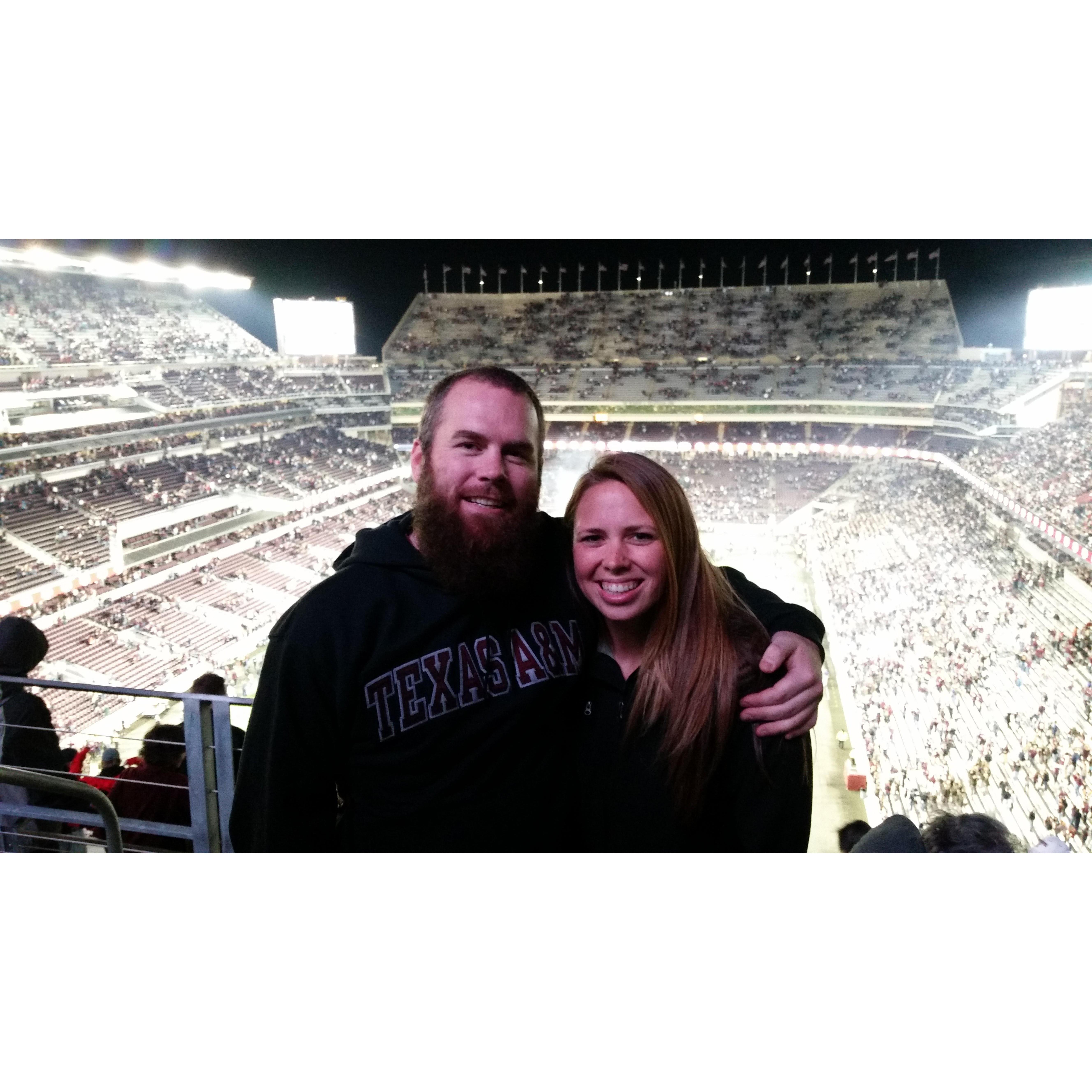 Aggie football and first picture together as a couple.