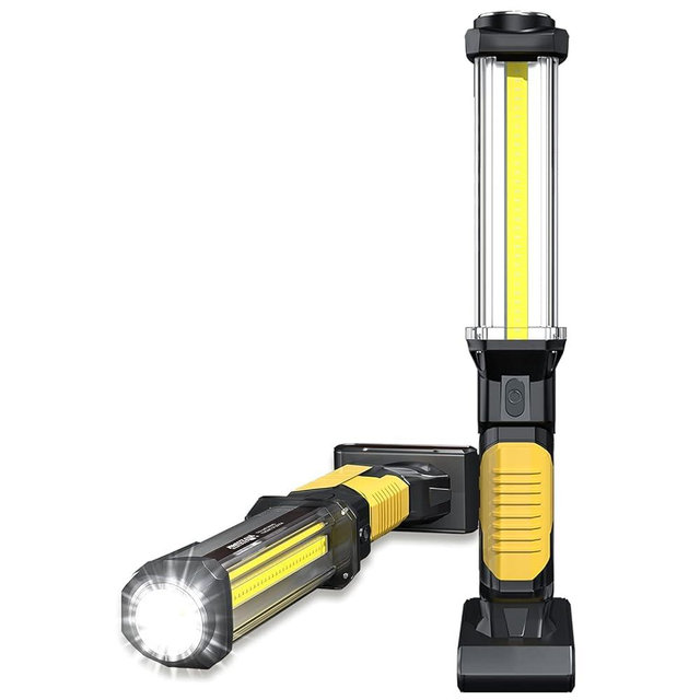 WARSUN Work Light Rechargeable LED 1500 Lumens Super Bright COB Work Lights Portable con Base Magnetic and Hook Work Flashlight for Car Repair Machine Emergency