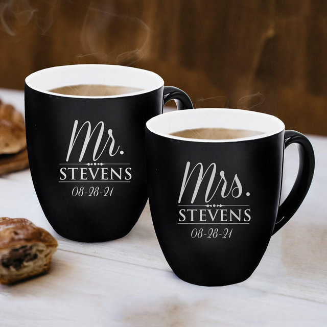 Personalized Mr and Mrs Coffee Mugs Set of...