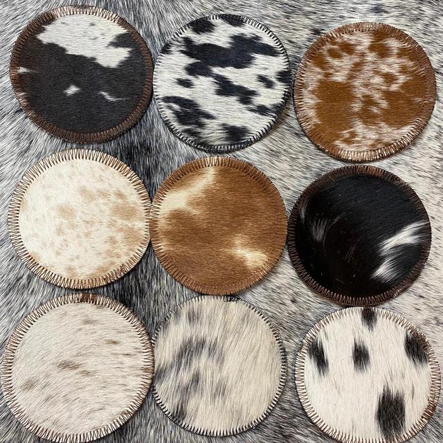 100% Real Brazilian Cowhide Leather Coasters