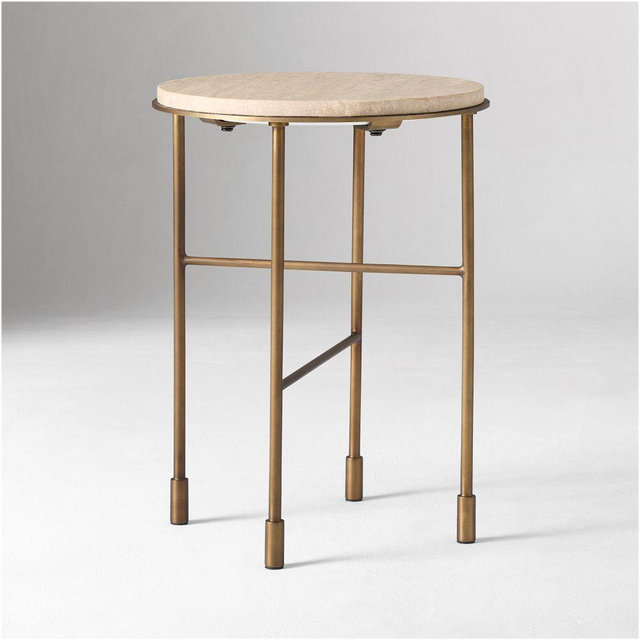 Fay 13" Side Table, Travertine
