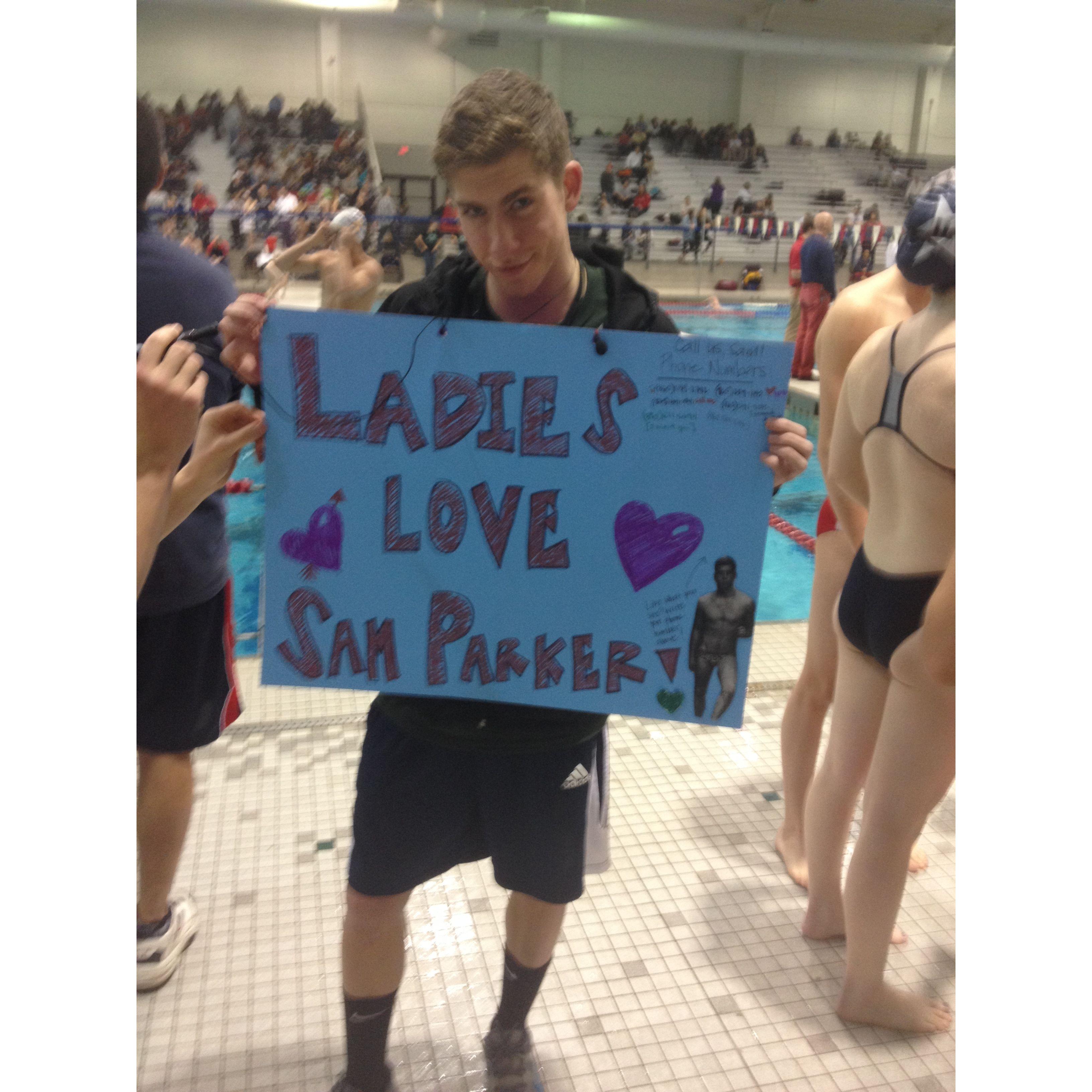 The poster where Lucy wrote her number to “win a date” with Sam in 2013.