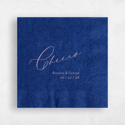 Navy, Blue Wedding Napkin - Cheers