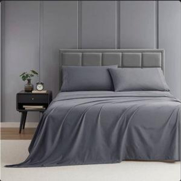 1800 Series Double-Brushed Microfiber Hypoallergenic Sheet Set - Charcoal Gray, King Sheet Set with 2 Pillowcases