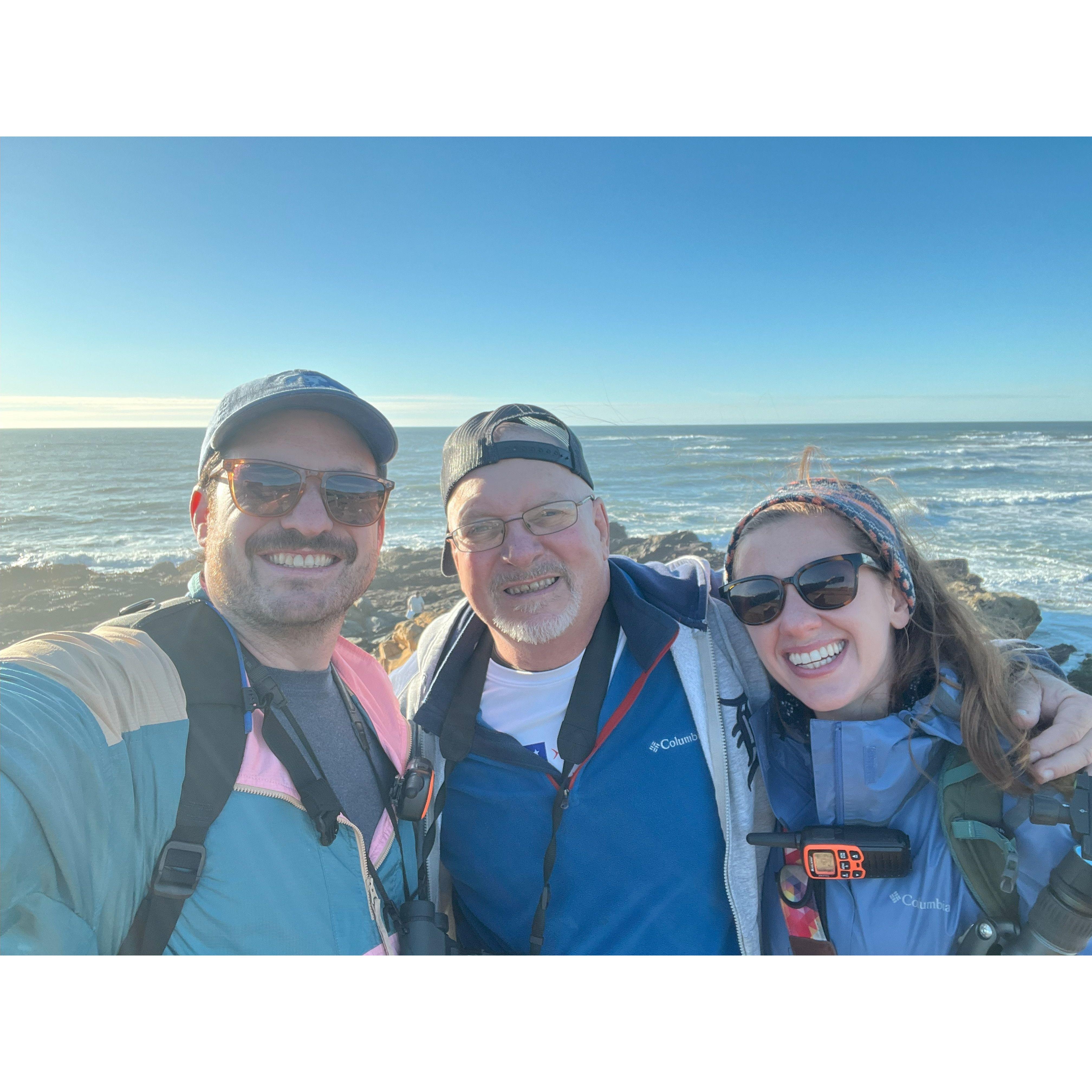 Tommy, Uncle Dave, and Ava on beautiful Pescadero State Beach (near Pebble Beach where Dave shot some photos). November 2024.