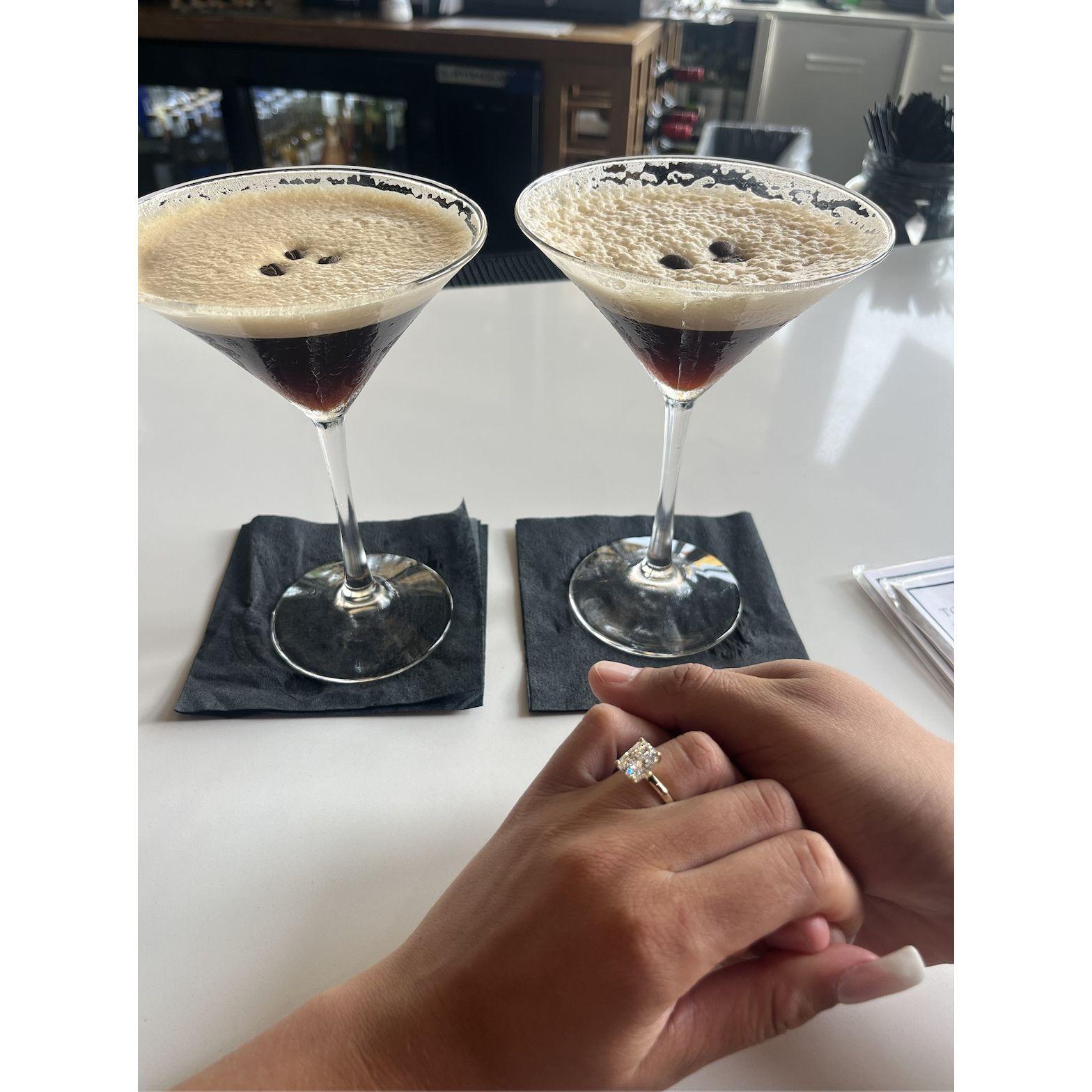 Espresso Martini celebration just after the proposal!