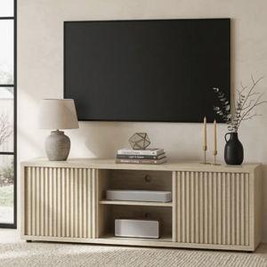 Abdel 67.7" W Mid Century Modern TV Stand with Storage and Shelves to fit up to 75" TVs - Travertine Beige