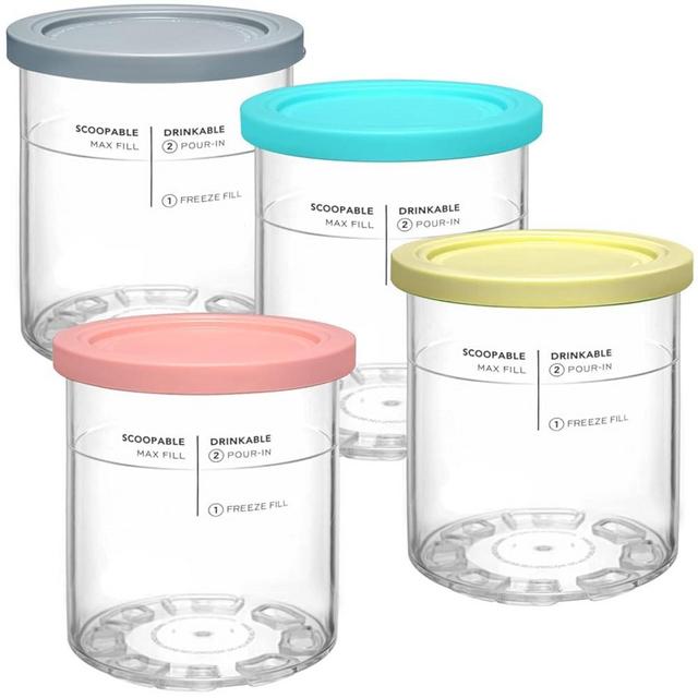 HOPENE Creami Pints and Lids for Ninja NC501 NC500-4 Pack, 24 oz Deluxe Creamy Icecream Containers Cups Jars Tubs Canisters Set Compatible with Ninja Creami NC501 NC500 Series Creamer Ice Cream Maker