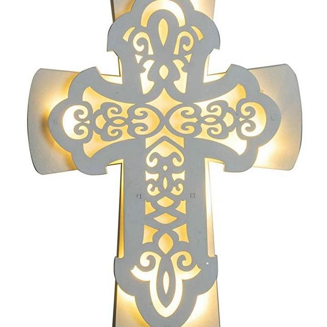 Lighted up Wooden Cross for Wall-Prayer Room Christian Art-Jesus Home Decorations-Lord Gift for Home and wedding 14"H