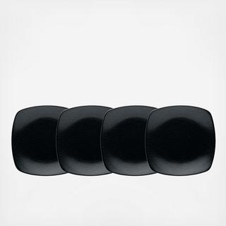 Black on Black Square Appetizer Plate, Set of 4