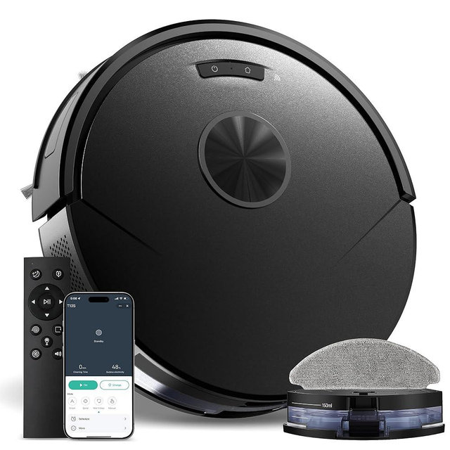 UMMUND Robot Vacuum and Mop Combo, 8000Pa Strong Suction 2 in 1 Vacuum Robot with Mopping, with Schedule, Wi-Fi/App/Remote, Self-Charging, Slim, Ideal for Hard Floor, Pet Hair, Low-Pile Carpet