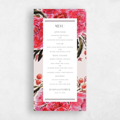Light Mauve, Purple Wedding Menu - Waverly