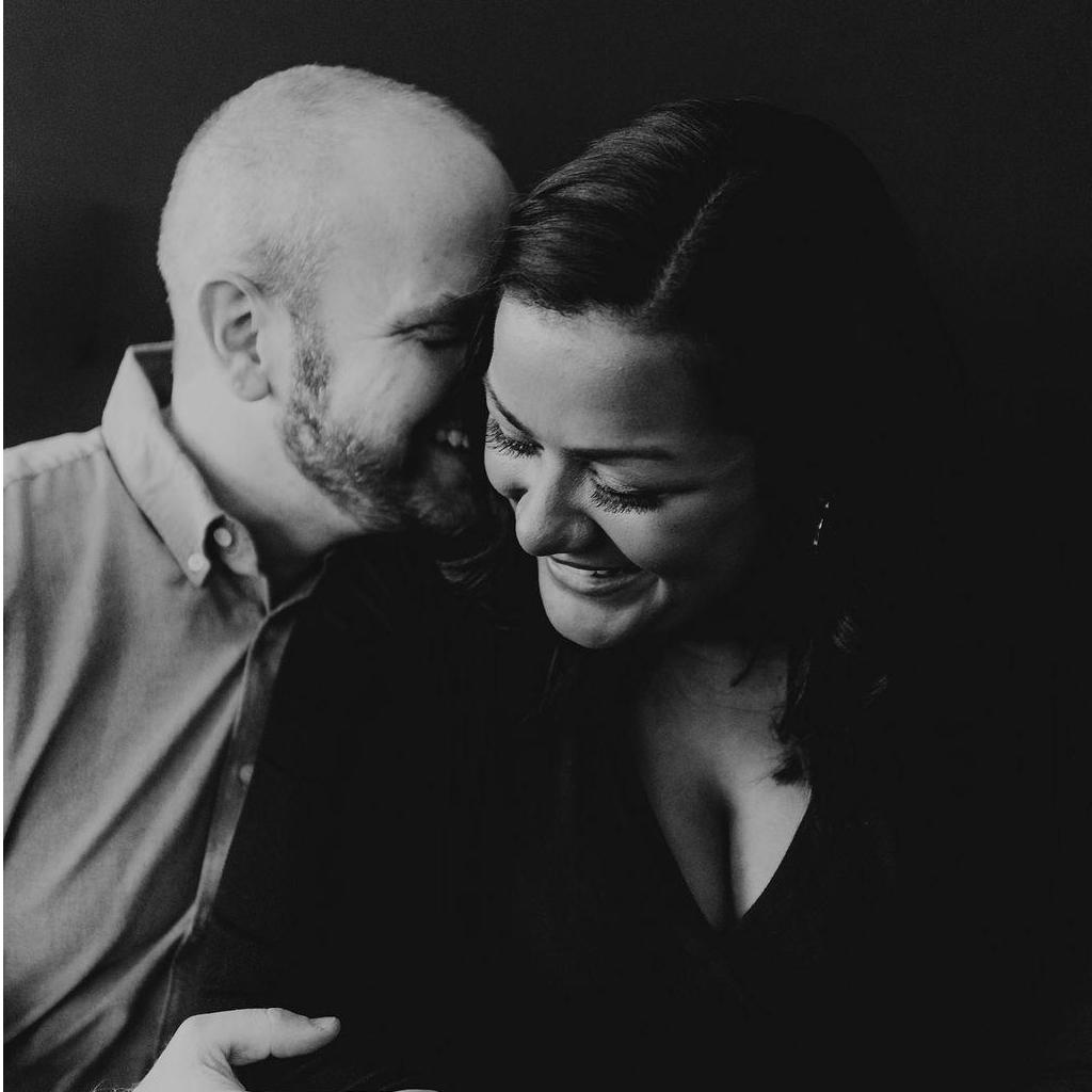 From our engagement photo shoot - fairly sure Matt was whispering his favorite pizza topping.