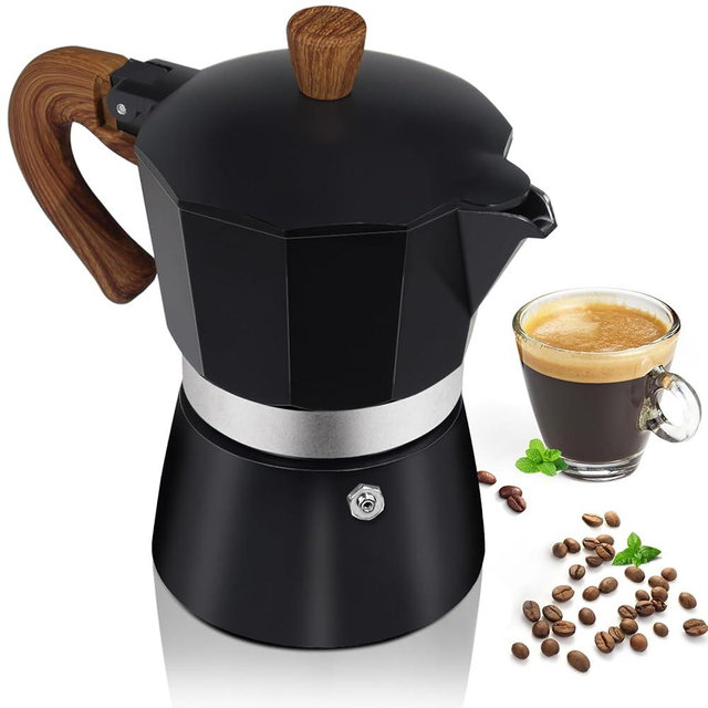Aluminum 6 Cup 300ml Moka Pot Express Coffee Maker Stovetop Espresso Colorful Coffeemaker Italian Classic Style Brewing Greca Cafe Mocha Machine for Cafeteras Lover Camping Travel and Home Use 10oz
