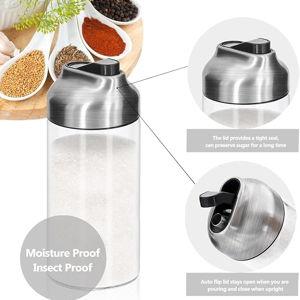 Aelga 12 OZ Glass Sugar Dispenser with Pour Spout, Weighted Pourer, for Coffee,Tea and Baking