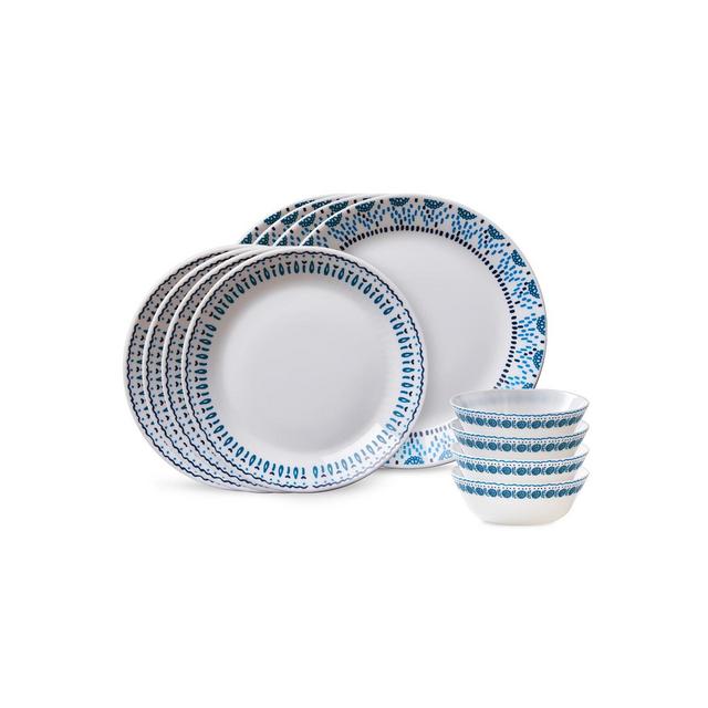 Corelle Everyday Expressions Azure Medallion 12-Piece Dinnerware Set, Service for 4