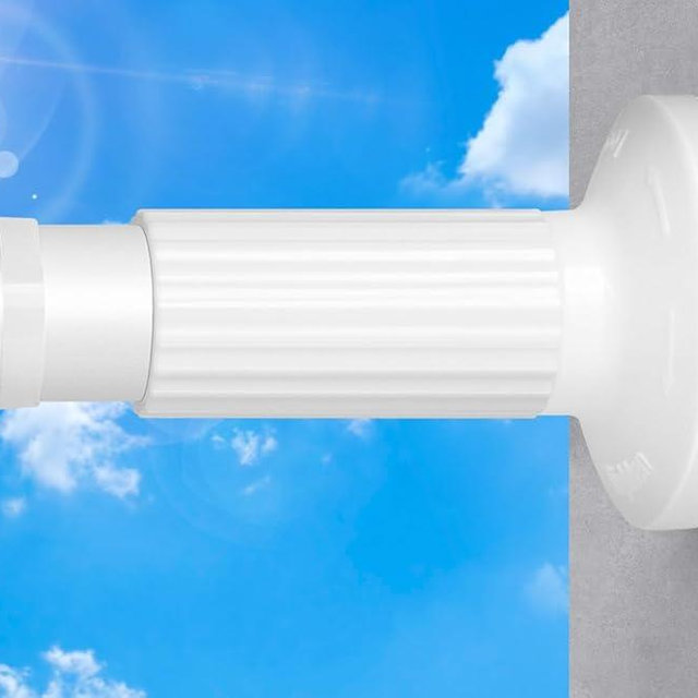 White Tension Curtain Rod 51-165In, Long Adjustable Tension Rods No Drilling for Window or Bathroom, Outdoor Curtain Rods for Patio, Easy to Install, Never Rust, Rod Diameter 1.26 Inches-White