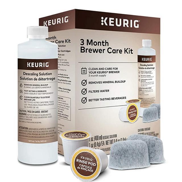 Keurig 3-Month Brewer Maintenance Kit, Includes Descaling Solution, Water Filter Cartridges & Rinse Pods, Compatible with Keurig Classic/1.0 & 2.0 K-Cup Pod Coffee Makers, 7 Count