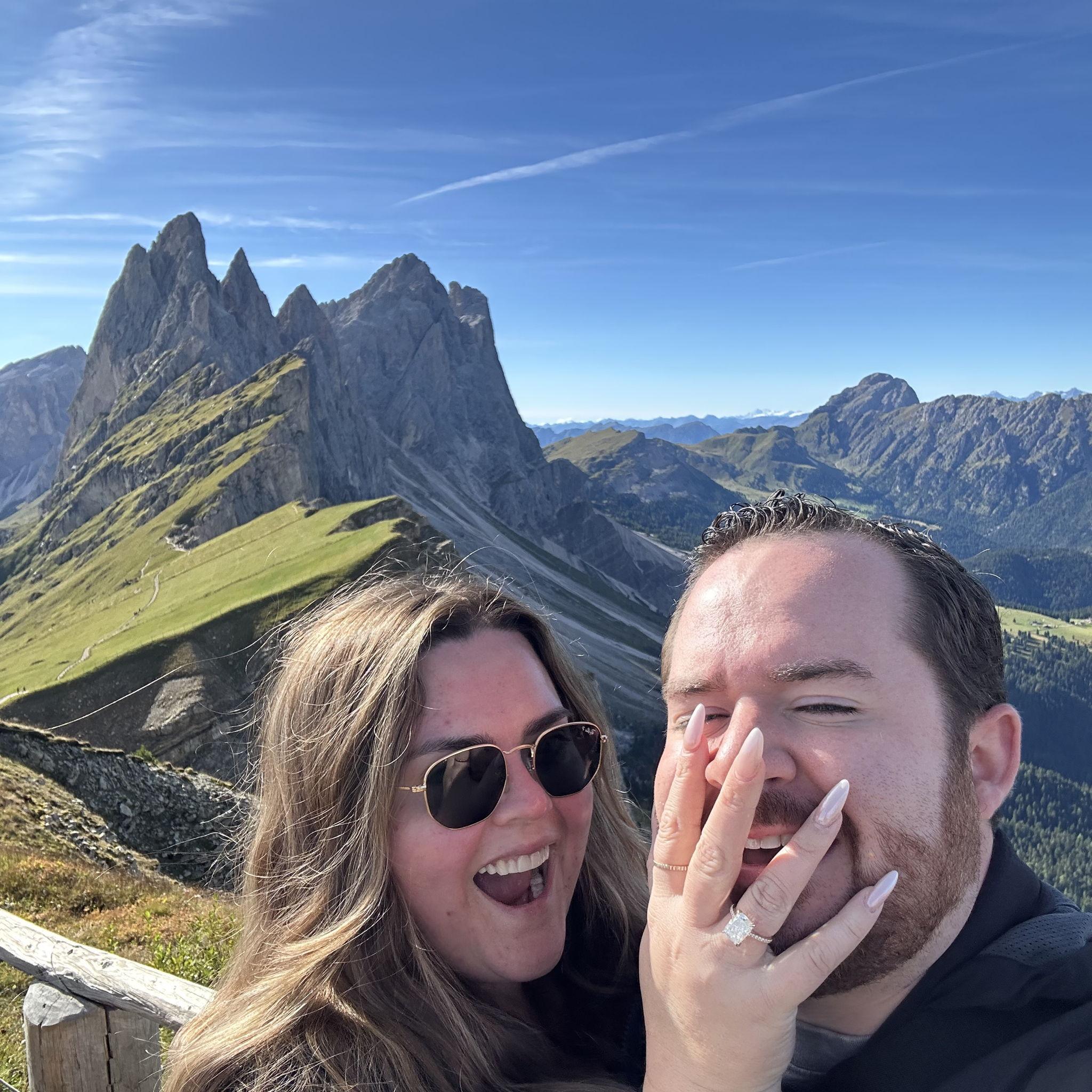 At the top of Seceda's summit in the Dolmites showing off my new boulder
