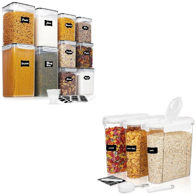 Vtopmart 10 PCS Flour and Sugar Container Sets and 3 PCS Cereal Containers