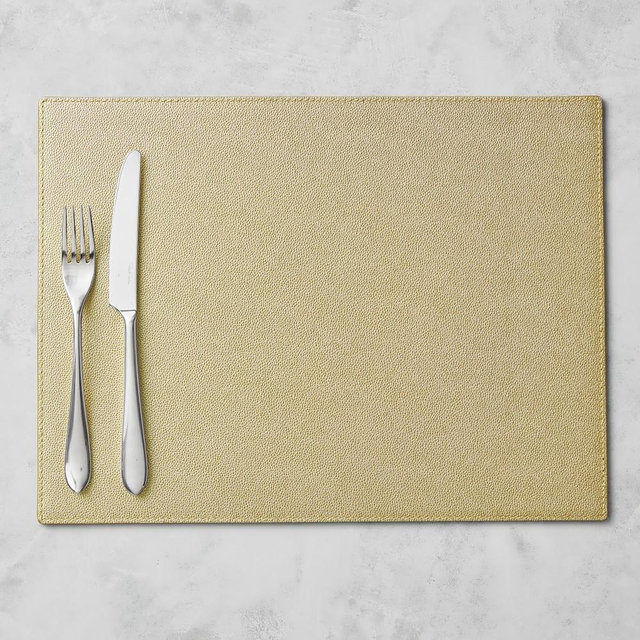 Faux Shagreen Rectangular Placemat, Gold