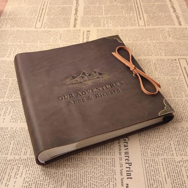 Our Adventure Book, Personalized Leather Photo Album, Slip in Scrapbook Album, Travel Album, Wedding Photo Album for 4x6 or 5x7 photos