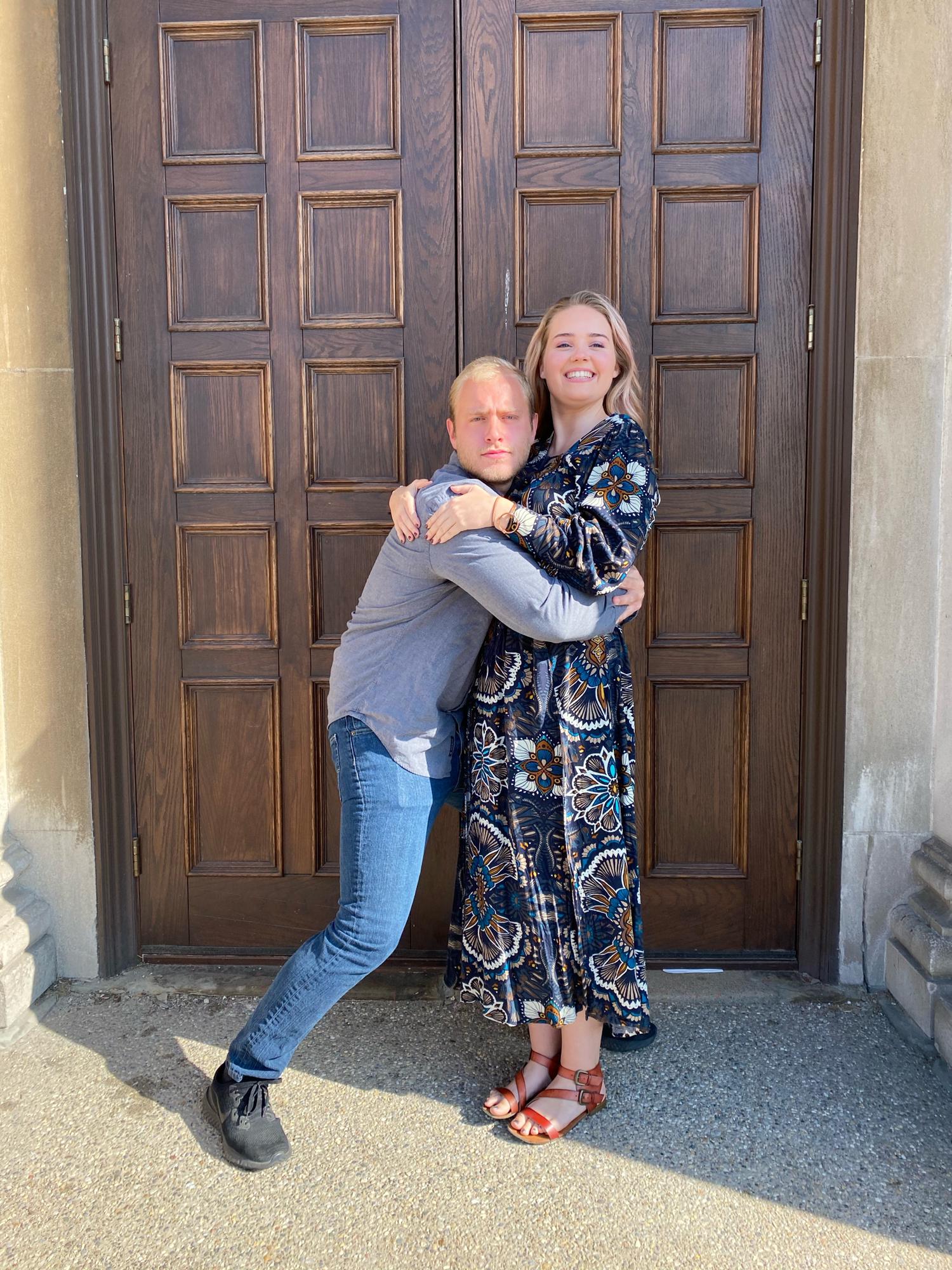 10/11/2020
Being goofy on the front porch steps of our church (Redeemer Presbyterian) and the plane we will say I do.