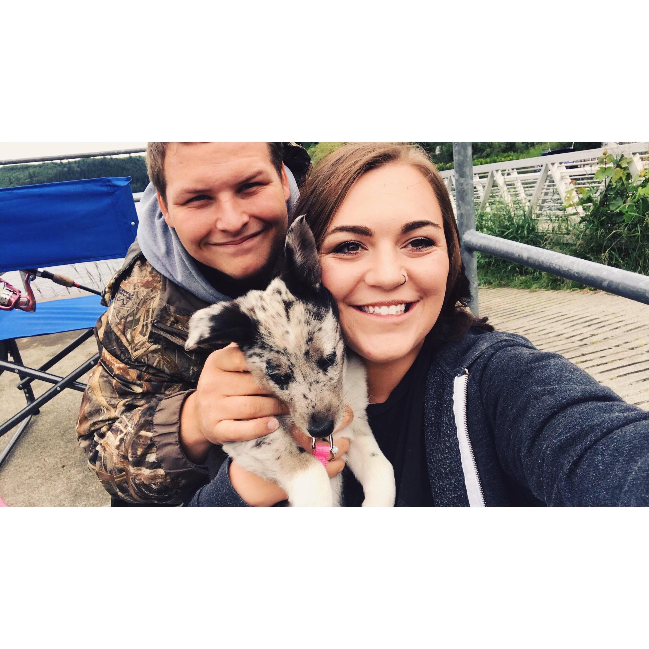 Right after we got our fur baby, Aspen 💗🐶