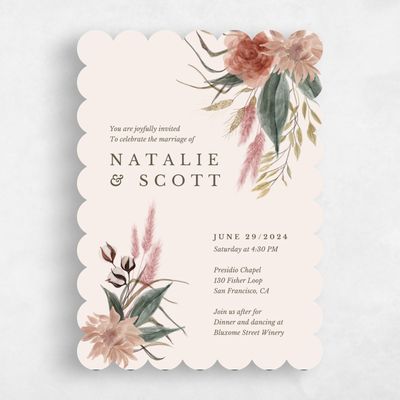 Beige Scalloped Wedding Invitation - Monahan Classic