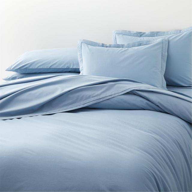 Mellow Sky Blue Organic Cotton Full/Queen Duvet Cover