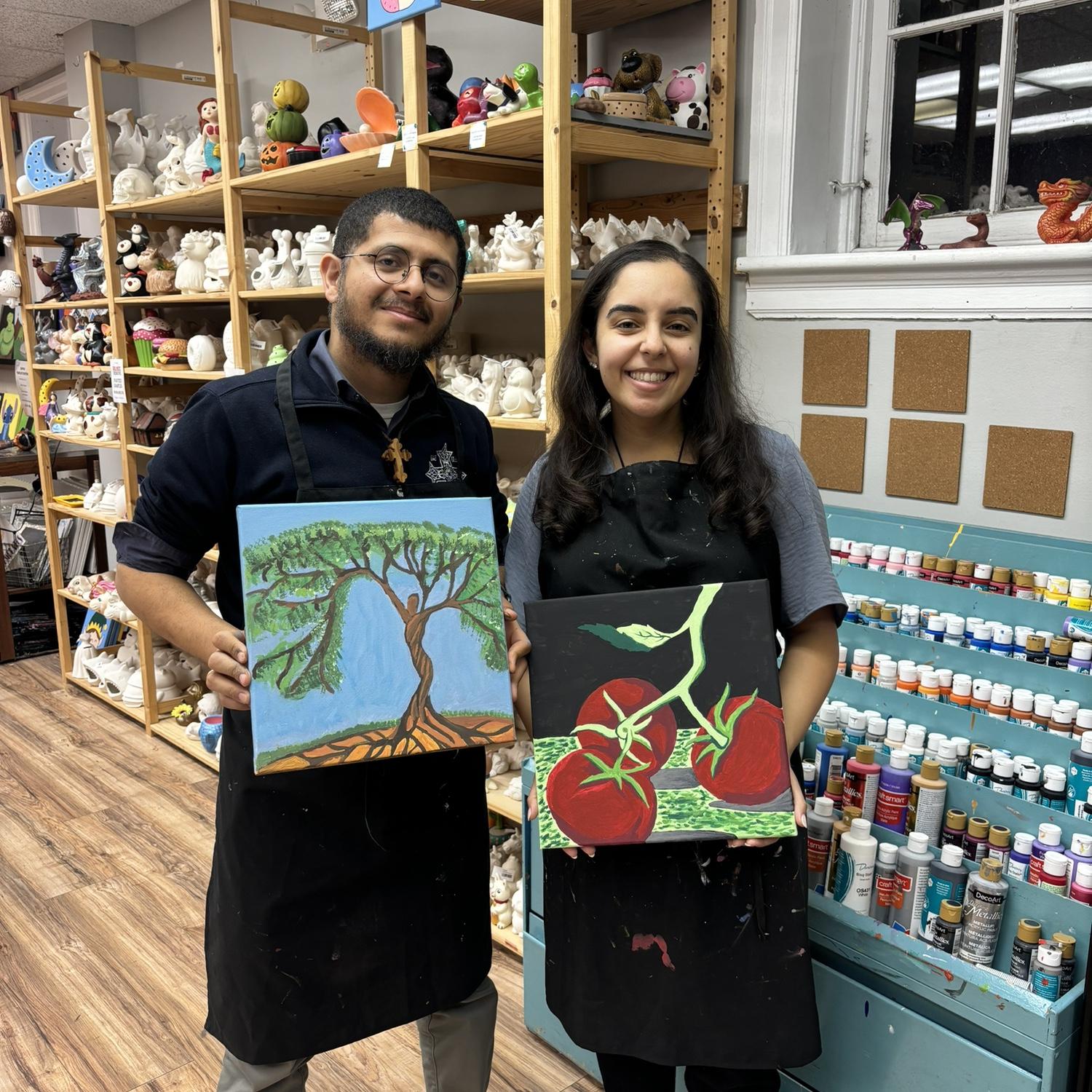 Paintings after Maria surprised David for his birthday