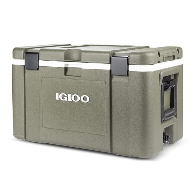 Igloo Mission Lockable Insulated Lined Ice Chest Cooler with Heavy Duty Handles, Gray (72 QT, Beige)