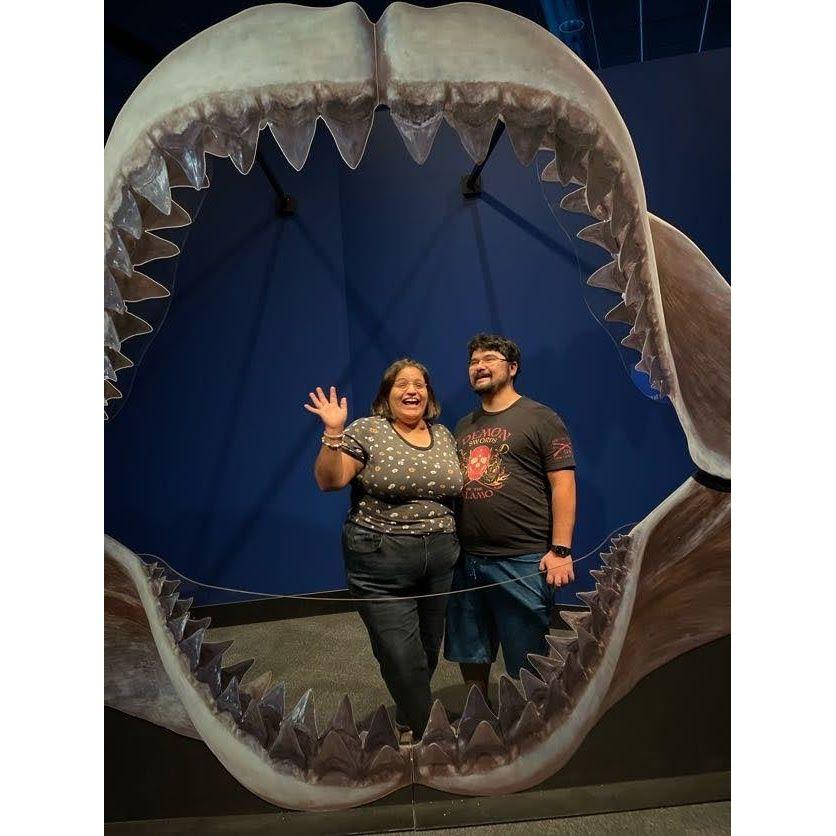 I LOVE SHARKS and the guy who took our picture wanted us to be scared.
