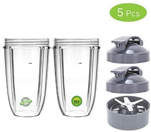 Replacement 24 Oz Cup with Flip Top To Go Lid & Extractor Blade Compatible With Nutri Bullet 600W 900W Blender (2 Pack)
