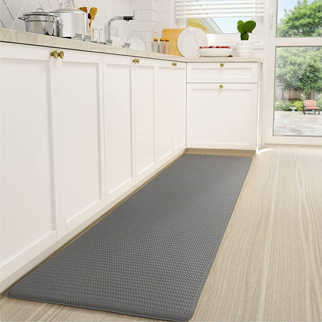 Color&Geometry Kitchen Rugs, Kitchen Runner Rug Kitchen Floor Mat, Cushioned Anti-Fatigue Kitchen Mat, Non Skid Waterproof Comfort Standing Kitchen Rugs and Mats, 17"x79", Grey