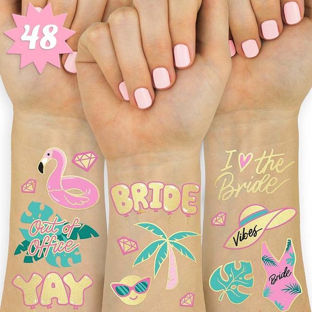 xo, Fetti Bachelorette Pool Party Tattoos - 48 Glitter Styles | Bachelorette Party Decoration, Bridesmaid Favor, Bride to Be Gift + Bridal Shower Supplies