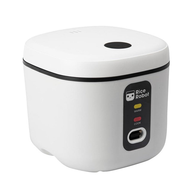 Rice Robot XL Personal Rice Cooker, PFAS-free, Nonstick. 2 Quarts Capacity, with Stainless Steel Steamer Tray, Measuring Cups, Recipe Book with 120 Recipes, and Serving Spoon, As Seen On TV