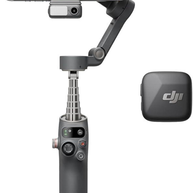 DJI Osmo Mobile 7P + Mic Mini TX (Infinity Black), Gimbal Stabilizer for iPhone, Android, Native Tracking, Audio Reception, Lighting, 3-Axis Phone Gimbal, Built-in Extension Rod & Tripod