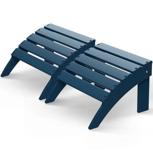 GreenVines Adirondack Ottoman Set of 2, HDPE All Weather Outdoor Folding Footrest, Plastic Adirondack Chair Footstool for Deck Backyard Patio Outside Poolside Porch Lawn, 19.7 inch Width, Blue