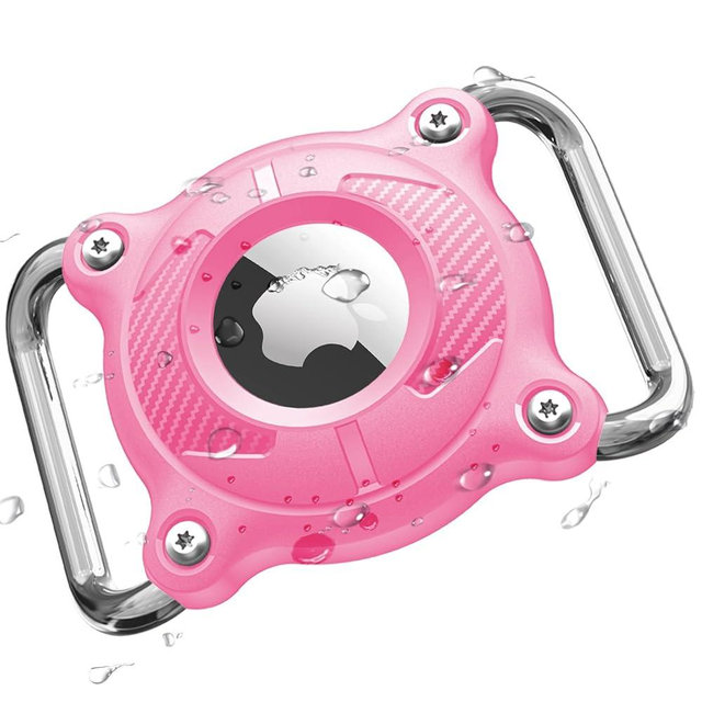 Airtag Dog Collar Holder | Airtag Dog Collar Waterproof - Airtag Holder for Dog Collar - Dog Airtag Holder with Removable Metal Loop, Light Weight fit Width3cm/ Thick4.5mm Air Tag Dog Collar, Pink, 1