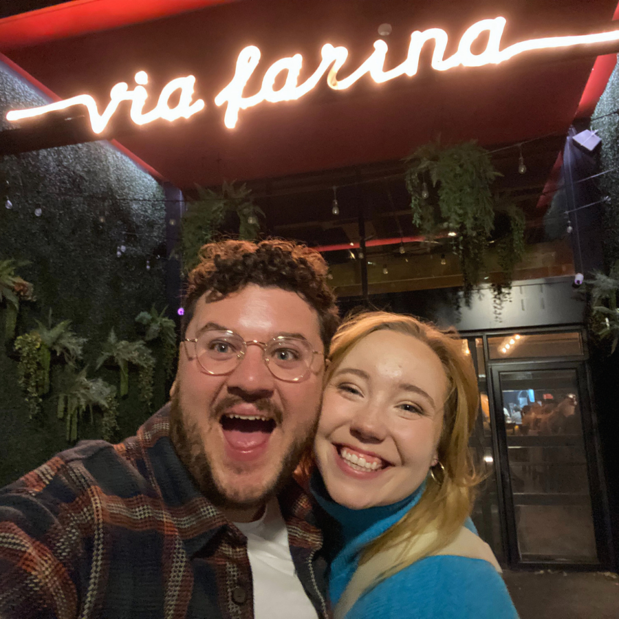 Celebrating one year of dating at Via Farina and the night we said "I love you!"