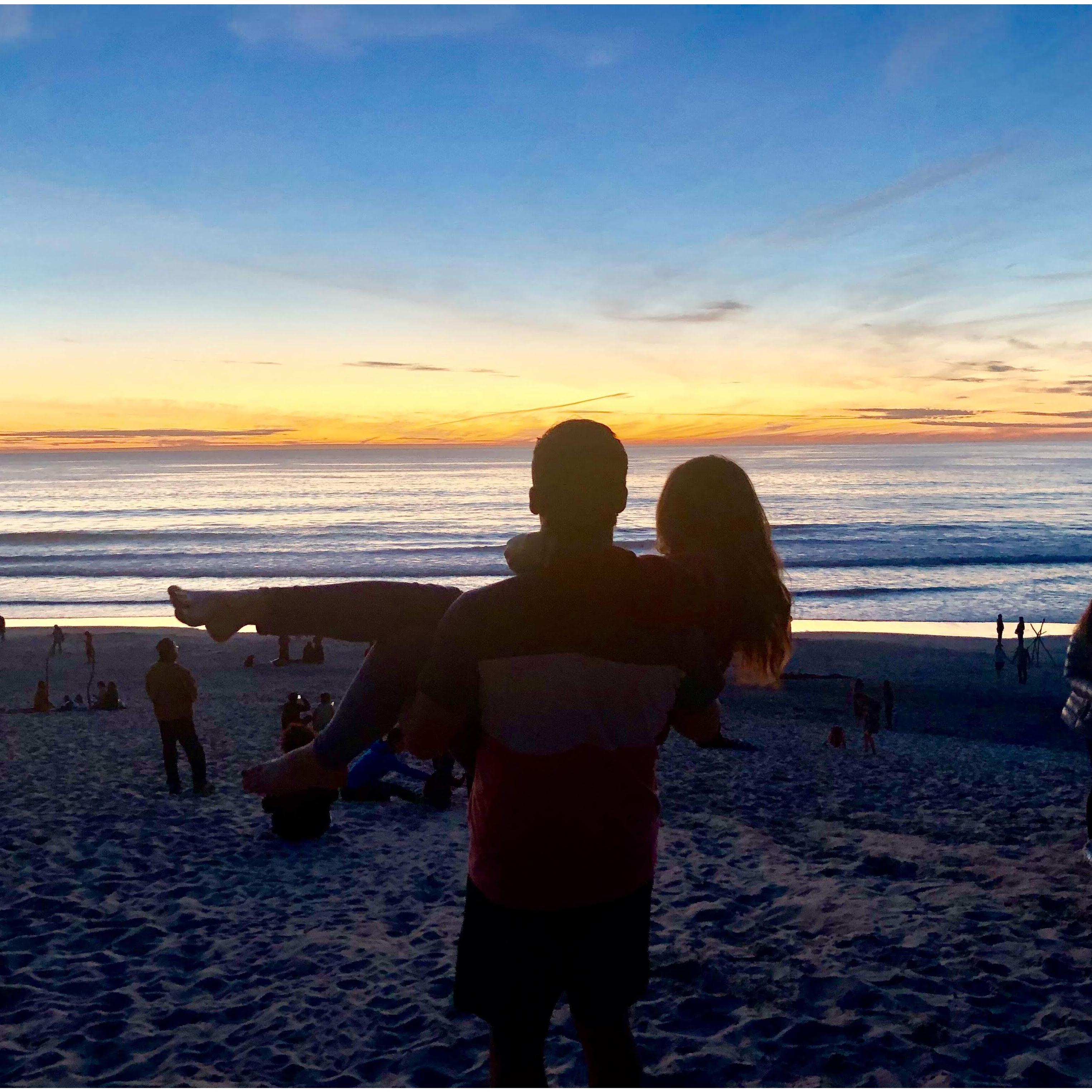 At the beach in California, 2018