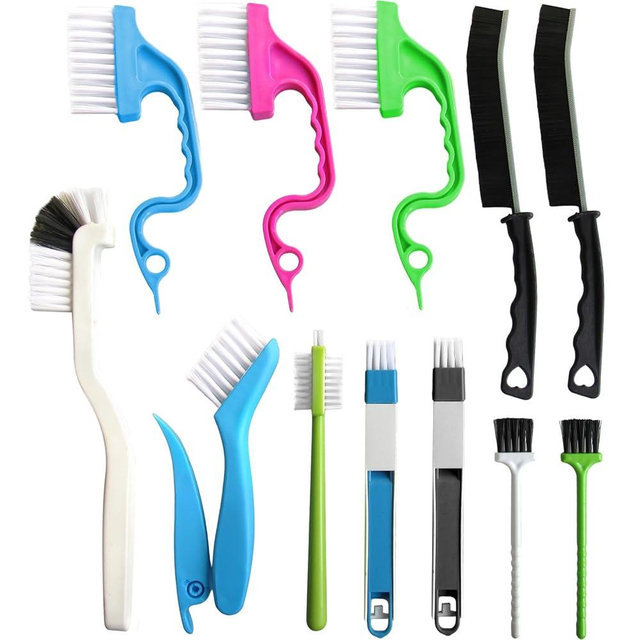 12Pcs Small Cleaning Brush, Crevice Gap Cleaning Brush,Door Window Track Groove Corner Crevice Cleaning Brushes for cleaning window grooves/Bathroom/toilet corner/kitchen/faucet/sink/keyboards